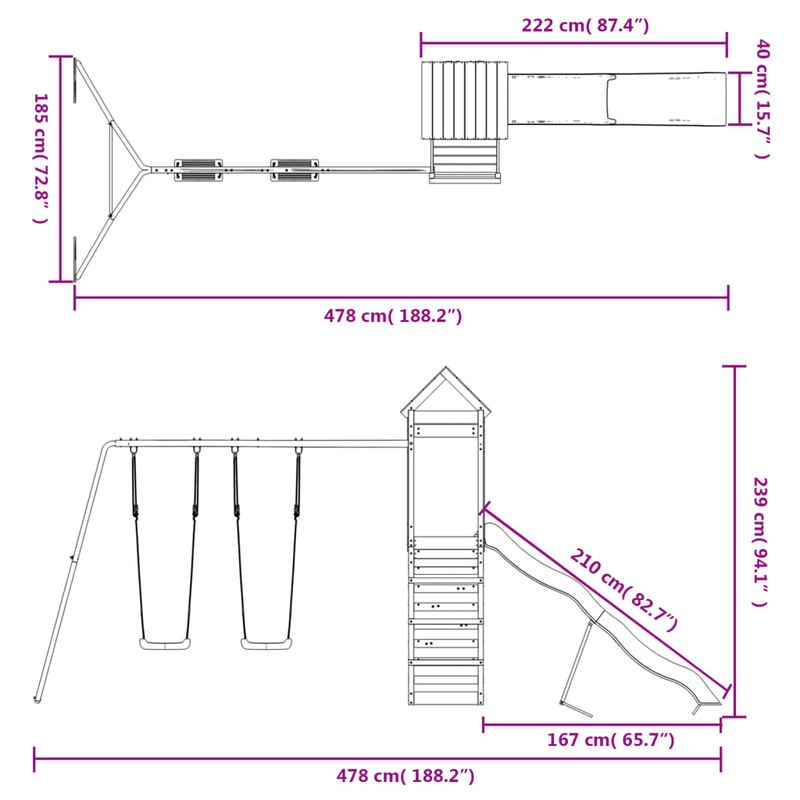 Jucarii, Copii si Bebe - Jucarii si jocuri - Jucarii de exterior - Spatii de joaca si accesorii - Set de joaca pentru exterior, lemn masiv de pin - Infinity.ro