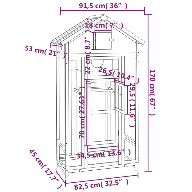 Petshop - Accesorii petshop - Culcusuri si custi - Tarcuri si colivii - Colivie de pasari maro 91,5x53x170 cm din lemn masiv de pin - Infinity.ro