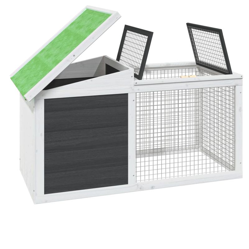 Petshop - Accesorii petshop - Culcusuri si custi - Custi interior si exterior - Cusca pentru iepuri gri 100,5x54x55 cm lemn masiv de pin - Infinity.ro