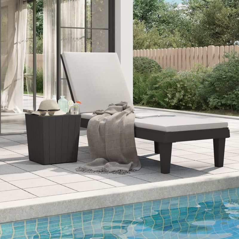 Casa si Gradina - Gradina si terasa - Mobilier exterior - Scaune si sezlonguri gradina - Sezlong, negru, 155x58x83 cm, polipropilena - Infinity.ro