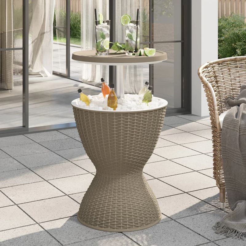 Casa si Gradina - Gradina si terasa - Mobilier exterior - Mese gradina - Masa de racire cu gheata 3 in 1, maro, polipropilena - Infinity.ro