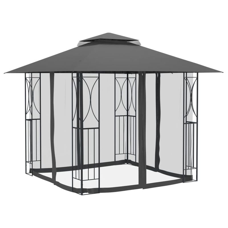 Casa si Gradina - Gradina si terasa - Umbrele si pavilioane - Pavilioane - Foisor cu pereti laterali, antracit, 300x300x270 cm, otel - Infinity.ro