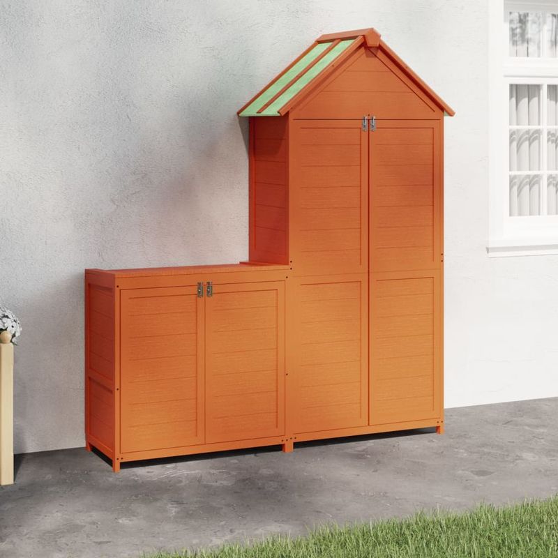 Casa si Gradina - Gradina si terasa - Casute de gradina - Set magazie de unelte de gradina 2 piese maro lemn masiv pin - Infinity.ro