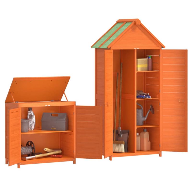 Casa si Gradina - Gradina si terasa - Casute de gradina - Set magazie de unelte de gradina 2 piese maro lemn masiv pin - Infinity.ro