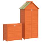 Casa si Gradina - Gradina si terasa - Casute de gradina - Set magazie de unelte de gradina 2 piese maro lemn masiv pin - Infinity.ro