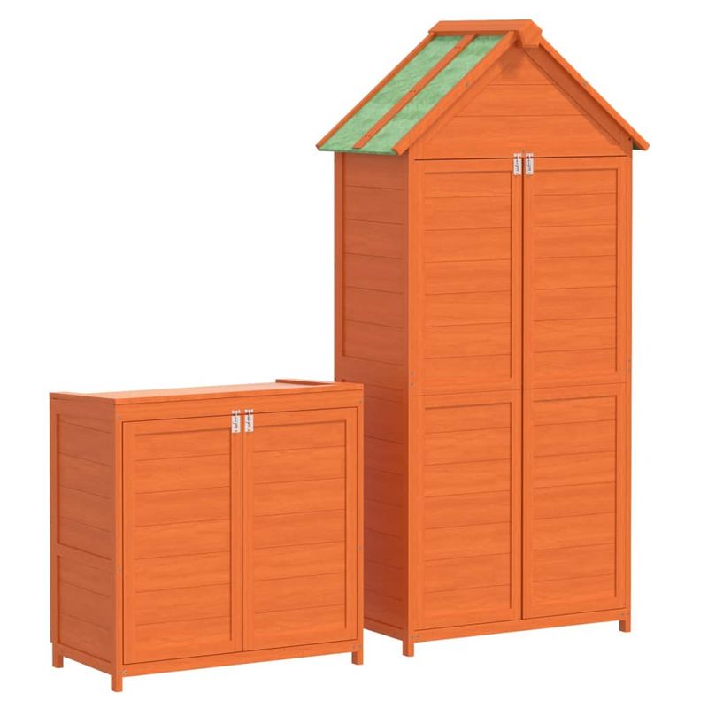 Casa si Gradina - Gradina si terasa - Casute de gradina - Set magazie de unelte de gradina 2 piese maro lemn masiv pin - Infinity.ro