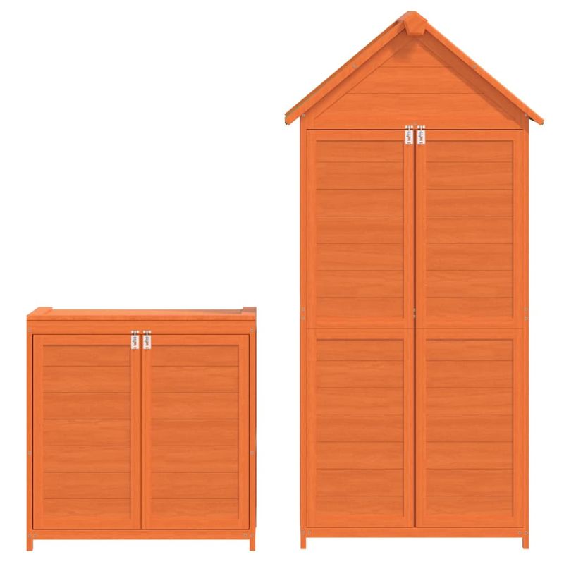 Casa si Gradina - Gradina si terasa - Casute de gradina - Set magazie de unelte de gradina 2 piese maro lemn masiv pin - Infinity.ro