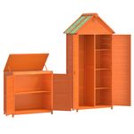 Casa si Gradina - Gradina si terasa - Casute de gradina - Set magazie de unelte de gradina 2 piese maro lemn masiv pin - Infinity.ro