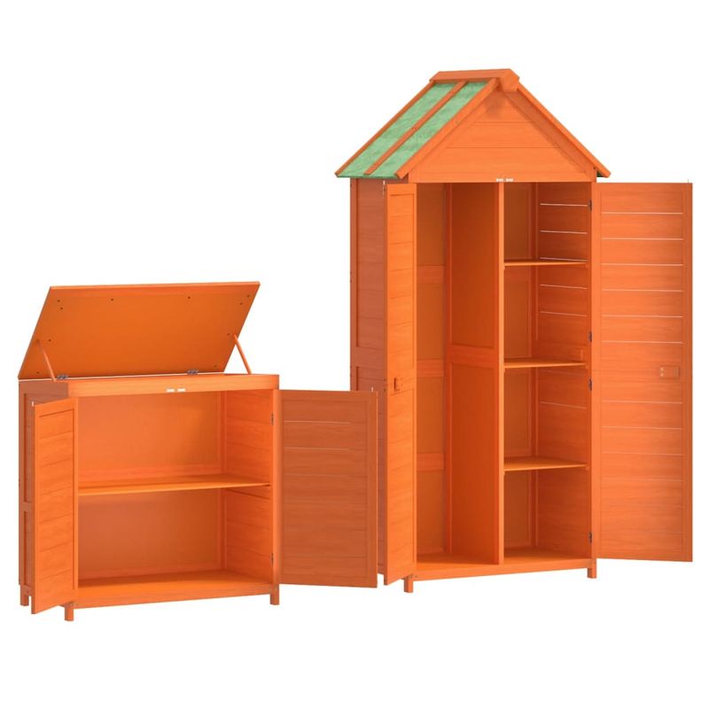Casa si Gradina - Gradina si terasa - Casute de gradina - Set magazie de unelte de gradina 2 piese maro lemn masiv pin - Infinity.ro