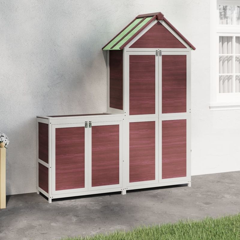Casa si Gradina - Gradina si terasa - Casute de gradina - Set magazie de unelte de gradina 2 piese cafeniu lemn masiv pin - Infinity.ro