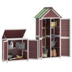 Casa si Gradina - Gradina si terasa - Casute de gradina - Set magazie de unelte de gradina 2 piese cafeniu lemn masiv pin - Infinity.ro