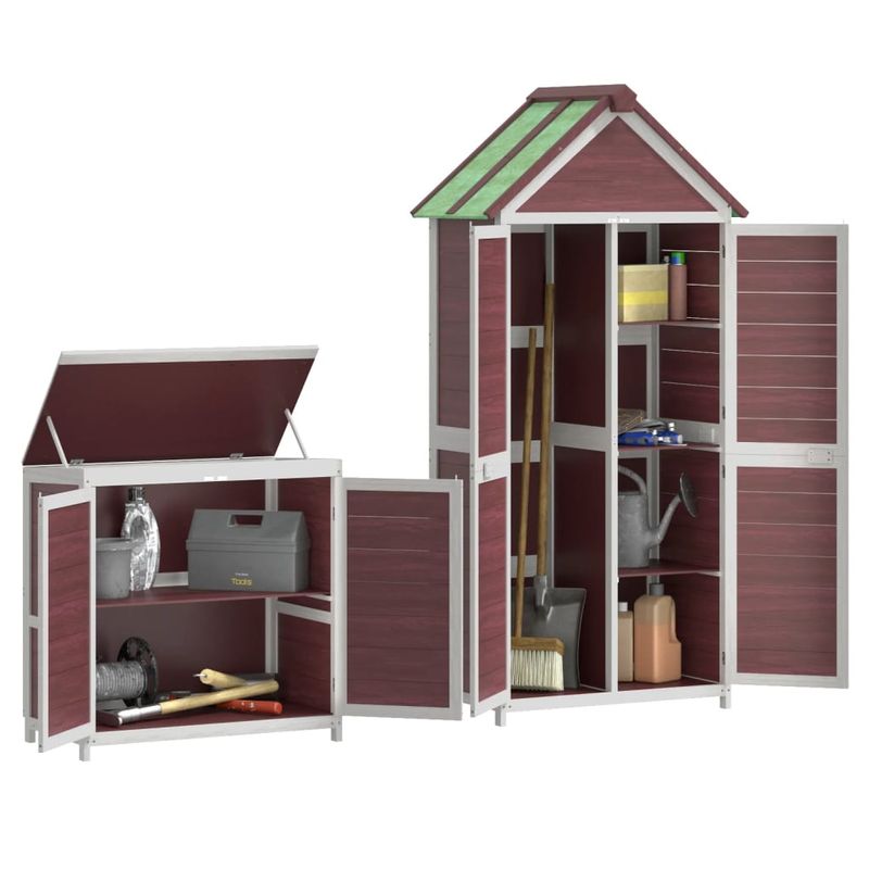 Casa si Gradina - Gradina si terasa - Casute de gradina - Set magazie de unelte de gradina 2 piese cafeniu lemn masiv pin - Infinity.ro