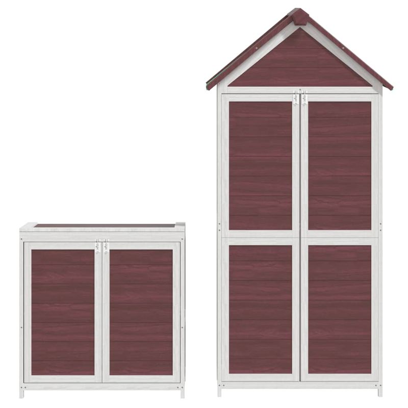 Casa si Gradina - Gradina si terasa - Casute de gradina - Set magazie de unelte de gradina 2 piese cafeniu lemn masiv pin - Infinity.ro