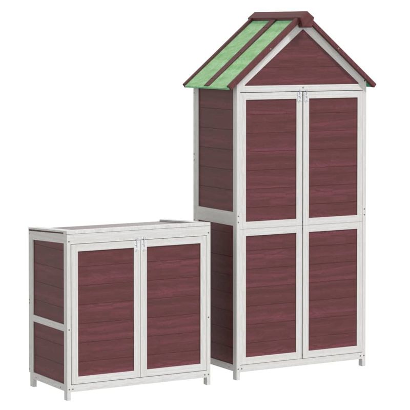 Casa si Gradina - Gradina si terasa - Casute de gradina - Set magazie de unelte de gradina 2 piese cafeniu lemn masiv pin - Infinity.ro