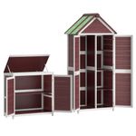Casa si Gradina - Gradina si terasa - Casute de gradina - Set magazie de unelte de gradina 2 piese cafeniu lemn masiv pin - Infinity.ro
