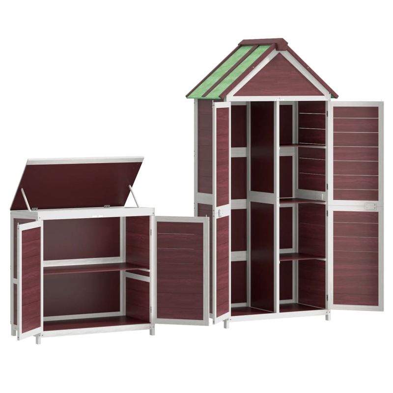 Casa si Gradina - Gradina si terasa - Casute de gradina - Set magazie de unelte de gradina 2 piese cafeniu lemn masiv pin - Infinity.ro
