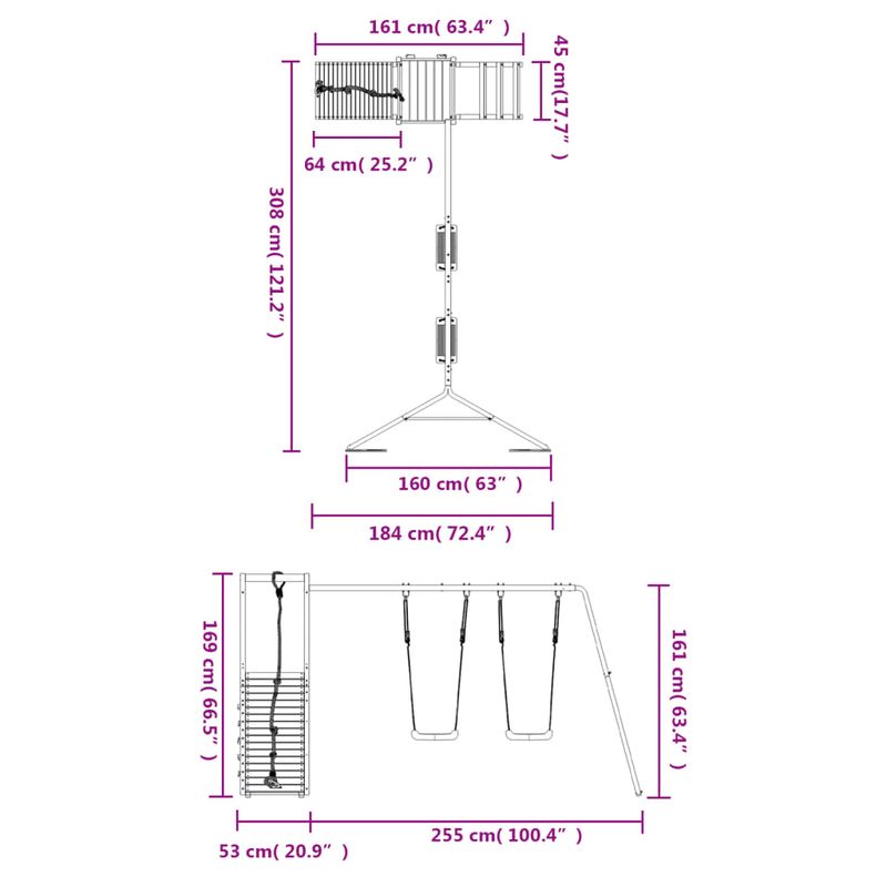Jucarii, Copii si Bebe - Jucarii si jocuri - Jucarii de exterior - Spatii de joaca si accesorii - Set de joaca pentru exterior, lemn masiv de pin - Infinity.ro