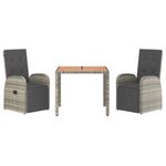 Casa si Gradina - Gradina si terasa - Mobilier exterior - Scaune si sezlonguri gradina - Set mobilier de gradina cu perne, 3 piese, gri, poliratan - Infinity.ro