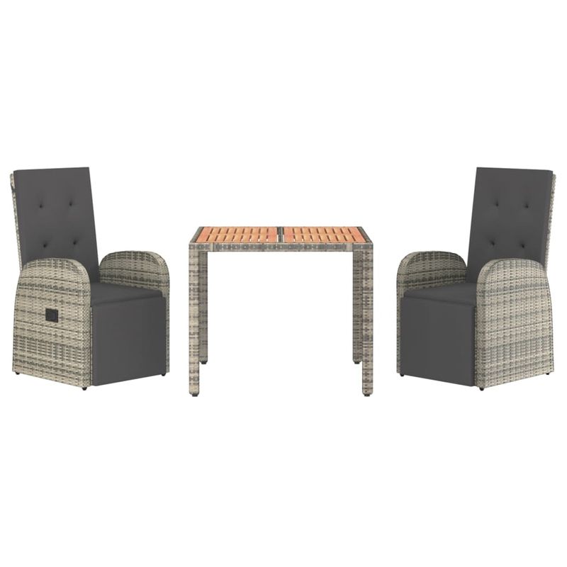 Casa si Gradina - Gradina si terasa - Mobilier exterior - Scaune si sezlonguri gradina - Set mobilier de gradina cu perne, 3 piese, gri, poliratan - Infinity.ro