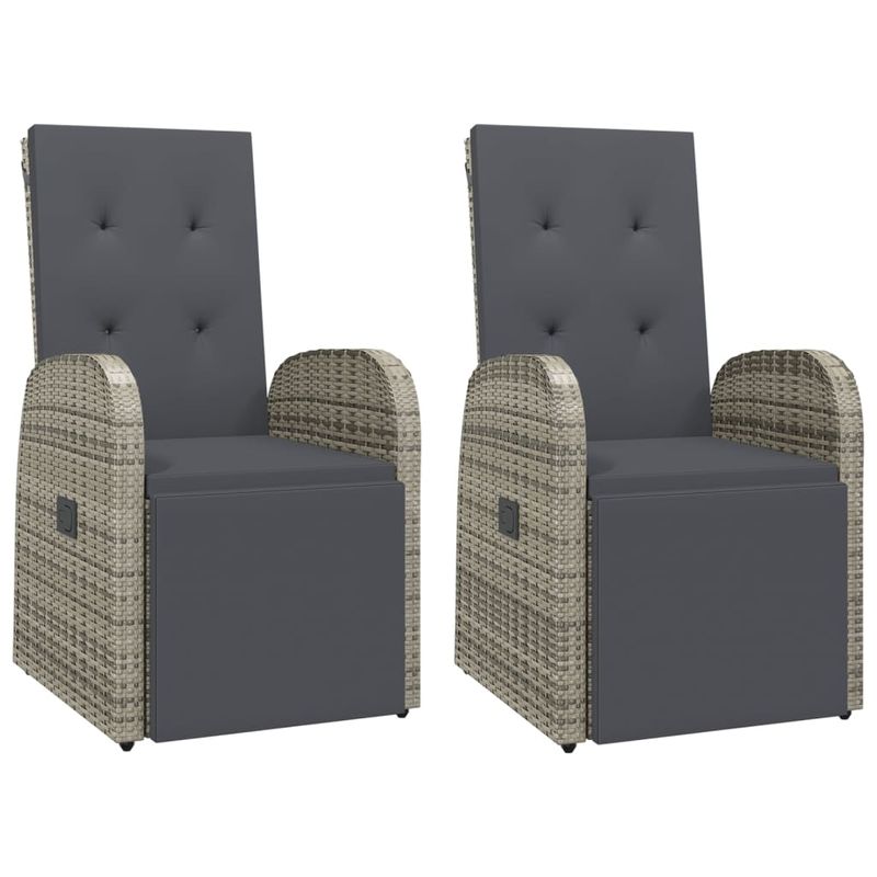 Casa si Gradina - Gradina si terasa - Mobilier exterior - Scaune si sezlonguri gradina - Set mobilier de gradina cu perne, 3 piese, gri, poliratan - Infinity.ro