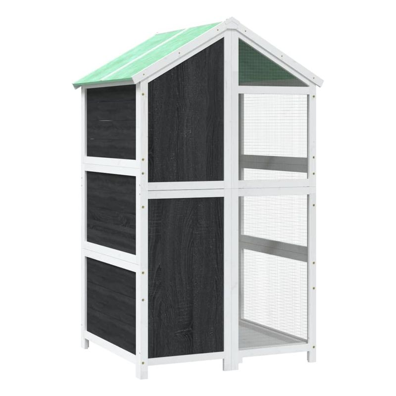 Petshop - Accesorii petshop - Culcusuri si custi - Tarcuri si colivii - Colivie de pasari, gri, 97x81x152 cm, lemn masiv de pin - Infinity.ro