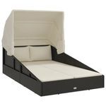 Casa si Gradina - Gradina si terasa - Mobilier exterior - Scaune si sezlonguri gradina - Sezlong cu acoperis pliabil, negru, 200x114x128 cm, poliratan - Infinity.ro