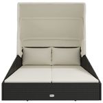 Casa si Gradina - Gradina si terasa - Mobilier exterior - Scaune si sezlonguri gradina - Sezlong cu acoperis pliabil, negru, 200x114x128 cm, poliratan - Infinity.ro