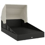 Casa si Gradina - Gradina si terasa - Mobilier exterior - Scaune si sezlonguri gradina - Sezlong cu acoperis pliabil, negru, 200x114x128 cm, poliratan - Infinity.ro