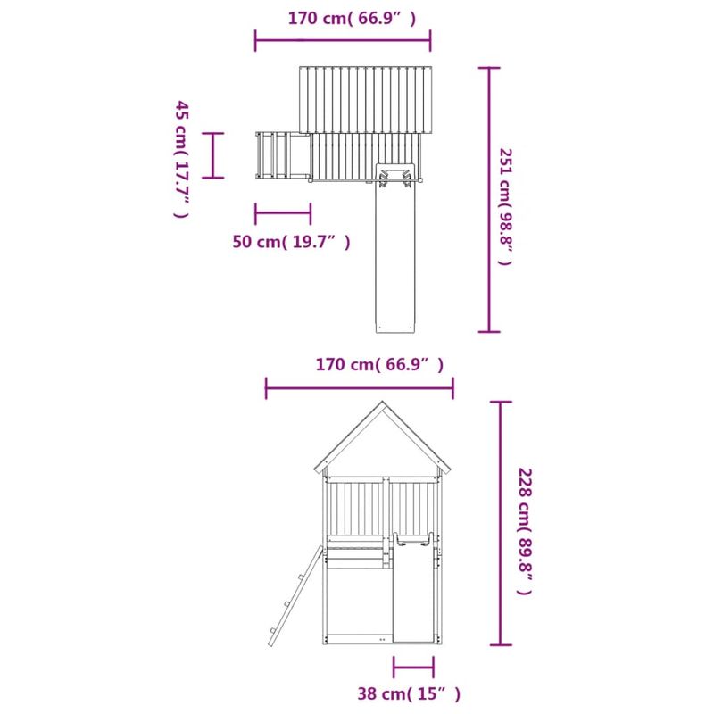 Jucarii, Copii si Bebe - Jucarii si jocuri - Jucarii de exterior - Spatii de joaca si accesorii - Set de joaca pentru exterior, lemn masiv de douglas - Infinity.ro