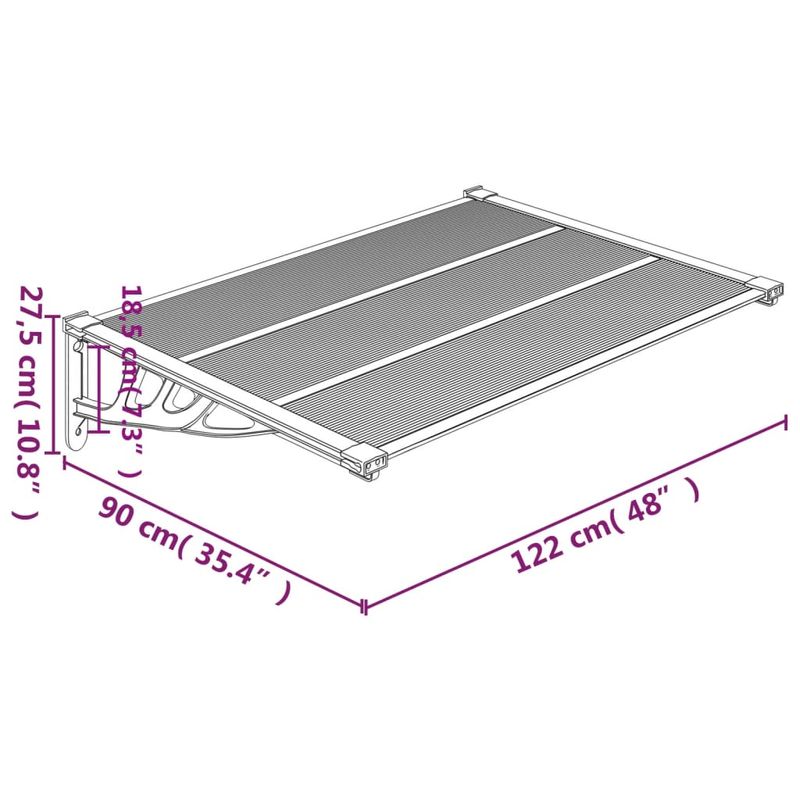 Casa si Gradina - Gradina si terasa - Umbrele si pavilioane - Umbrele - Copertina de usa, gri si transparent, 122x90 cm, policarbonat - Infinity.ro