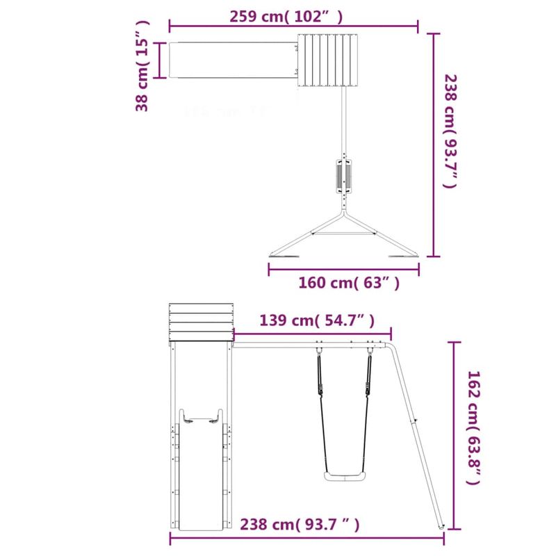 Jucarii, Copii si Bebe - Jucarii si jocuri - Jucarii de exterior - Spatii de joaca si accesorii - Set de joaca pentru exterior, lemn masiv de pin - Infinity.ro