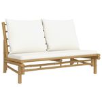 Casa si Gradina - Gradina si terasa - Mobilier exterior - Canapele si fotolii gradina - Banca de gradina cu perne alb crem, bambus - Infinity.ro