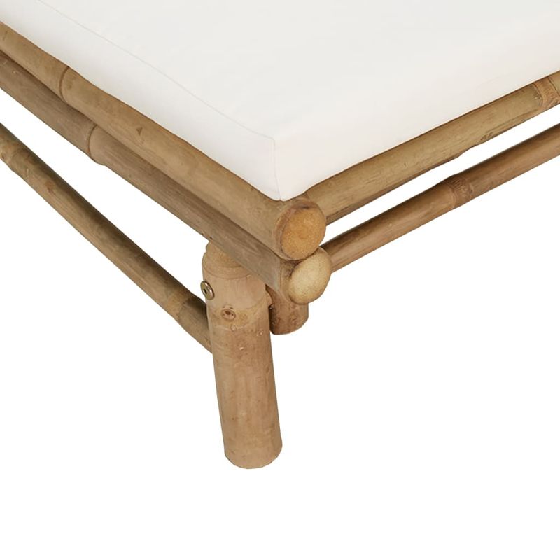 Casa si Gradina - Gradina si terasa - Mobilier exterior - Canapele si fotolii gradina - Banca de gradina cu perne alb crem, bambus - Infinity.ro