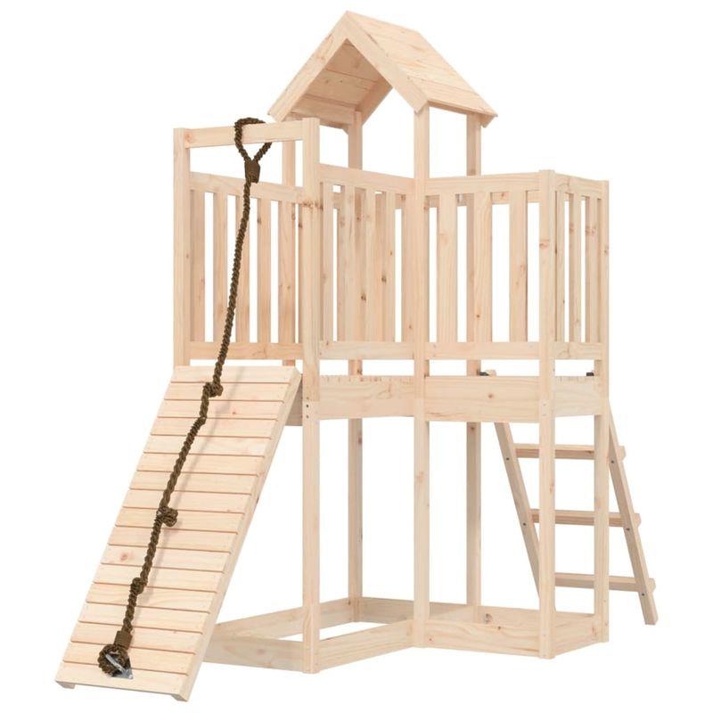 Jucarii, Copii si Bebe - Jucarii si jocuri - Jucarii de exterior - Spatii de joaca si accesorii - Casuta de joaca cu perete de catarat, lemn masiv de pin - Infinity.ro