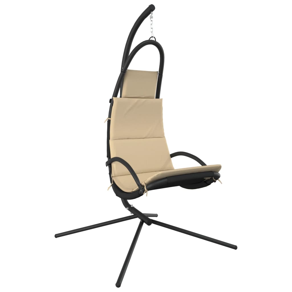 Scaun balansoar gradina, cu perna, crem, textil oxford si otel