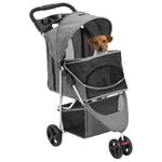 Petshop - Accesorii petshop - Culcusuri si custi - Genti si articole transport - Carucior pliabil pentru caini , gri, 80x46x98 cm tesatura Oxford - Infinity.ro