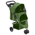 Petshop - Accesorii petshop - Culcusuri si custi - Genti si articole transport - Carucior pliabil pentru caini verde 80x46x98 cm tesatura Oxford - Infinity.ro