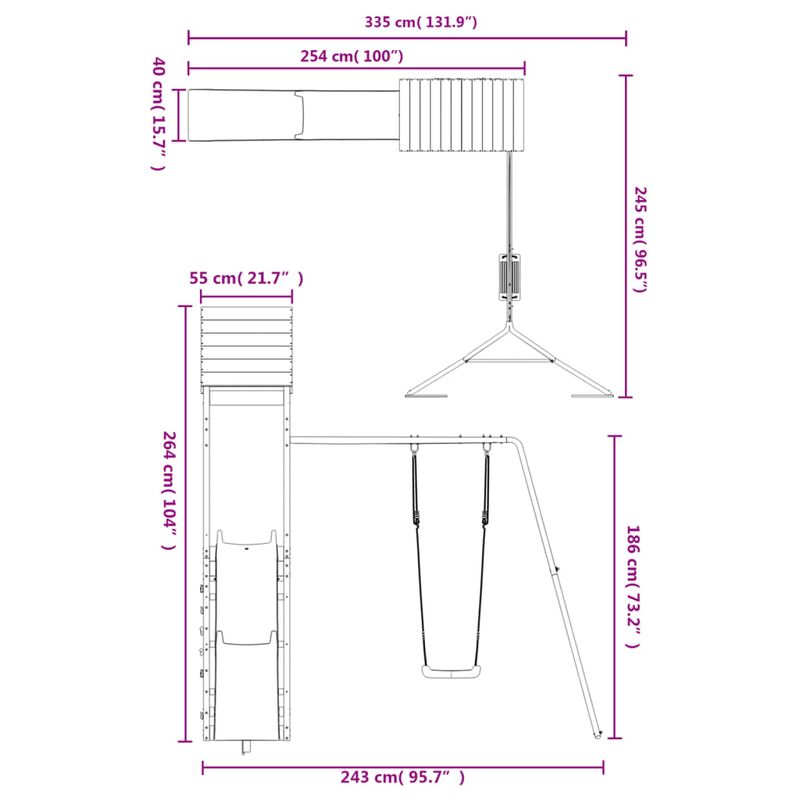 Jucarii, Copii si Bebe - Jucarii si jocuri - Jucarii de exterior - Spatii de joaca si accesorii - Set de joaca pentru exterior, lemn de pin impregnat - Infinity.ro