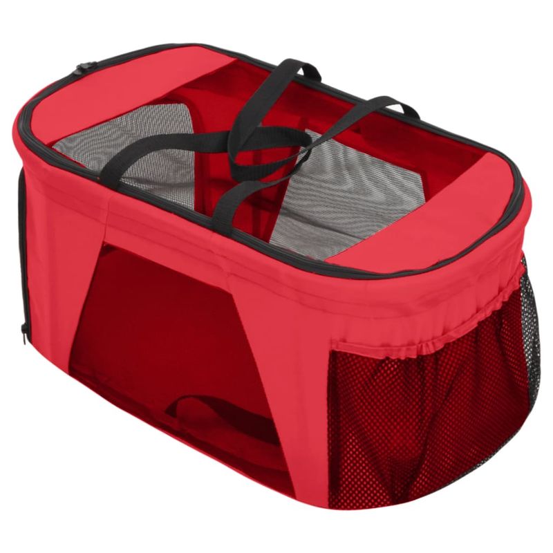 Petshop - Accesorii petshop - Culcusuri si custi - Genti si articole transport - Carucior pliabil caini 2 niveluri rosu 83x48x97cm textil Oxford - Infinity.ro