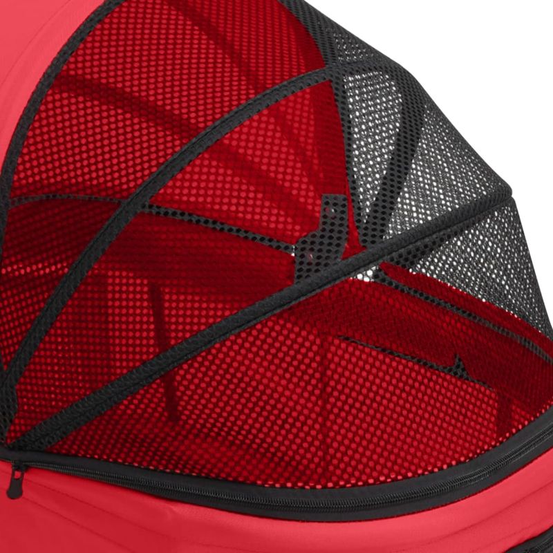 Petshop - Accesorii petshop - Culcusuri si custi - Genti si articole transport - Carucior pliabil caini 2 niveluri rosu 83x48x97cm textil Oxford - Infinity.ro