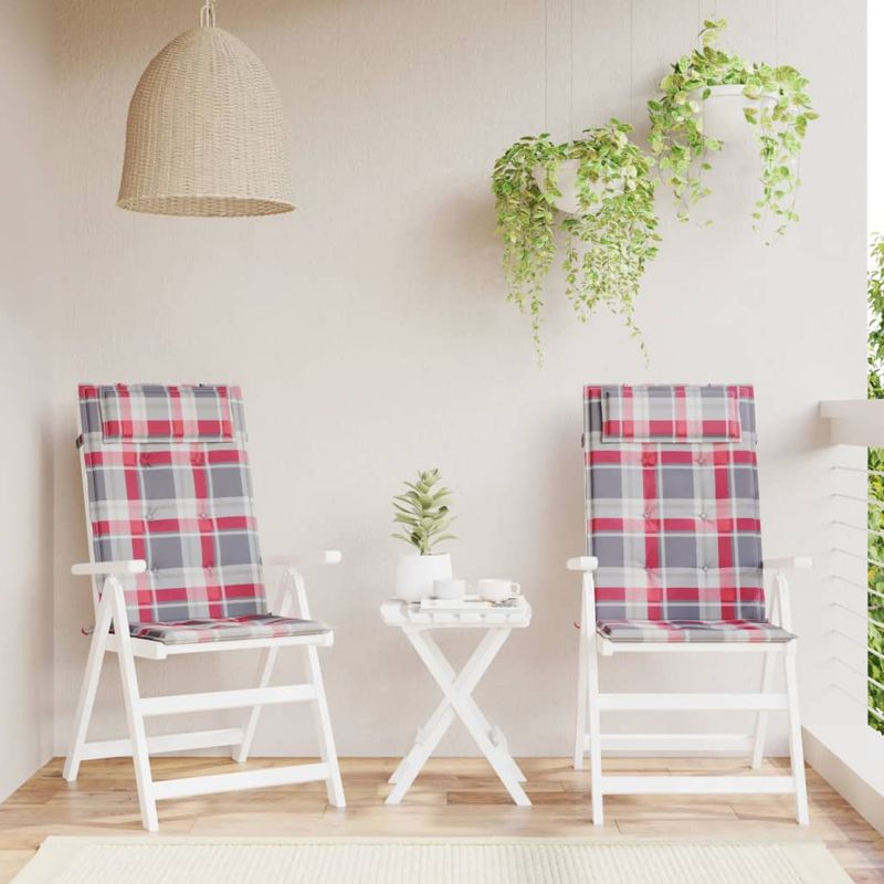 Casa si Gradina - Textile si covoare - Perne si pilote - Perne decorative - Perne scaun cu spatar inalt, rosu, carouri, tesatura Oxford, cantitate în pachet: 2 - Infinity.ro
