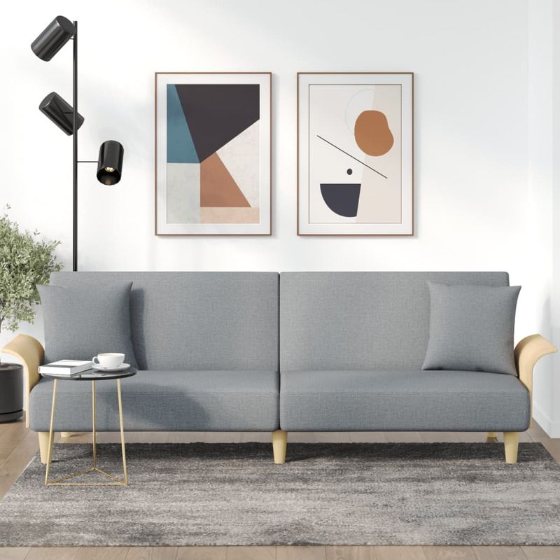 Casa si Gradina - Mobilier - Canapele si coltare - Canapele - Canapea extensibila cu cotiere, gri deschis, textil - Infinity.ro