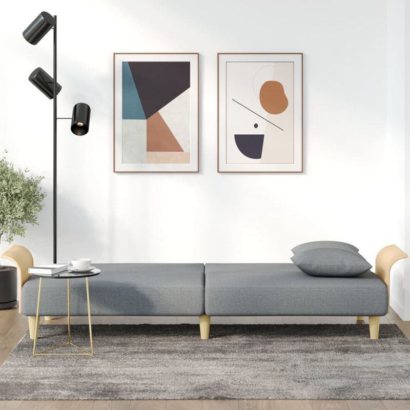 Casa si Gradina - Mobilier - Canapele si coltare - Canapele - Canapea extensibila cu cotiere, gri deschis, textil - Infinity.ro