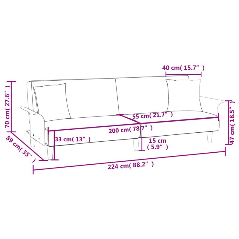 Casa si Gradina - Mobilier - Canapele si coltare - Canapele - Canapea extensibila cu cotiere, gri deschis, textil - Infinity.ro