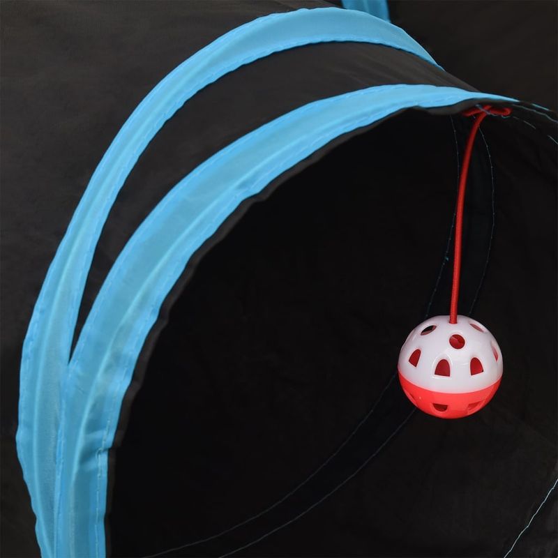 Jucarii, Copii si Bebe - Jucarii si jocuri - Jucarii de exterior - Spatii de joaca si accesorii - Tunel pentru pisici 3 cai, negru si albastru, 90 cm, poliester - Infinity.ro