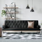 Casa si Gradina - Mobilier - Canapele si coltare - Canapele - Canapea extensibila cu cotiere, negru, textil - Infinity.ro