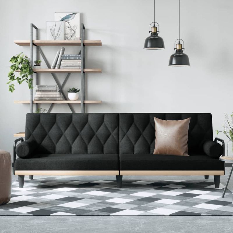 Casa si Gradina - Mobilier - Canapele si coltare - Canapele - Canapea extensibila cu cotiere, negru, textil - Infinity.ro
