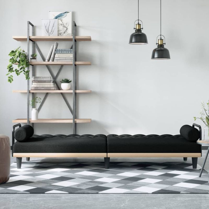 Casa si Gradina - Mobilier - Canapele si coltare - Canapele - Canapea extensibila cu cotiere, negru, textil - Infinity.ro