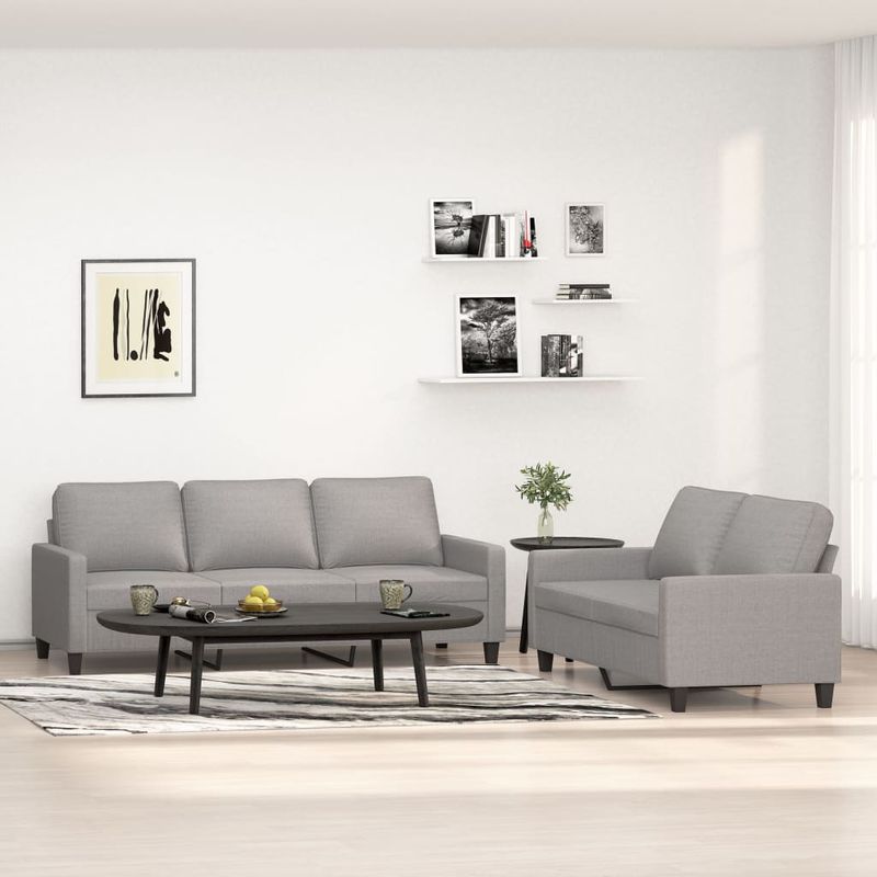 Casa si Gradina - Mobilier - Seturi de mobilier - Seturi living - Set de canapele cu perne, 2 piese, gri deschis, textil - Infinity.ro