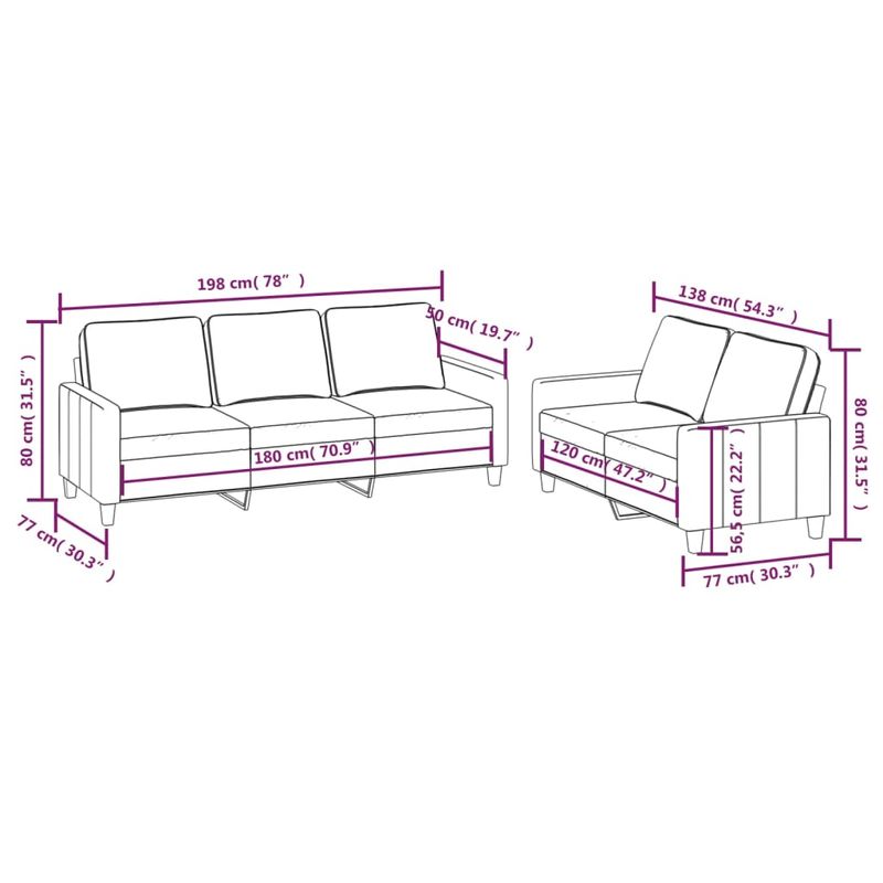 Casa si Gradina - Mobilier - Seturi de mobilier - Seturi living - Set de canapele cu perne, 2 piese, gri deschis, textil - Infinity.ro